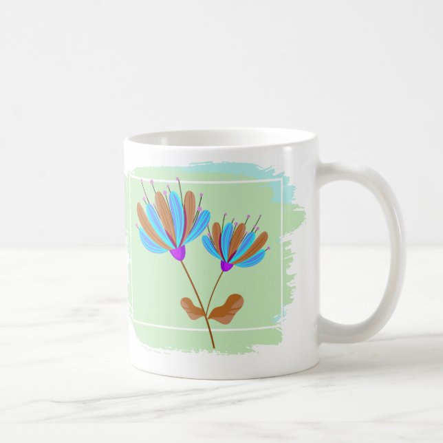 Rainbow Flower Brush Stroke Geometric Design Coffee Mug (Right)