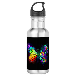Rainbow flower butterfly 532 ml water bottle