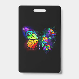 Rainbow flower butterfly badge