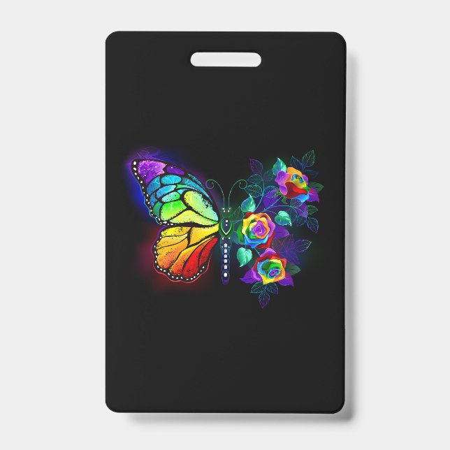 Rainbow flower butterfly badge (Front)
