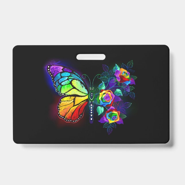 Rainbow flower butterfly badge (Front)