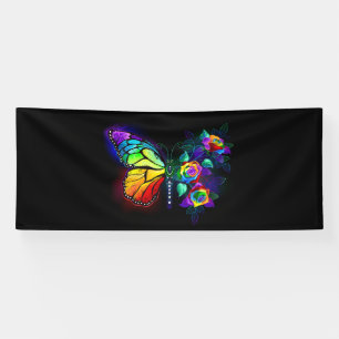Rainbow flower butterfly banner