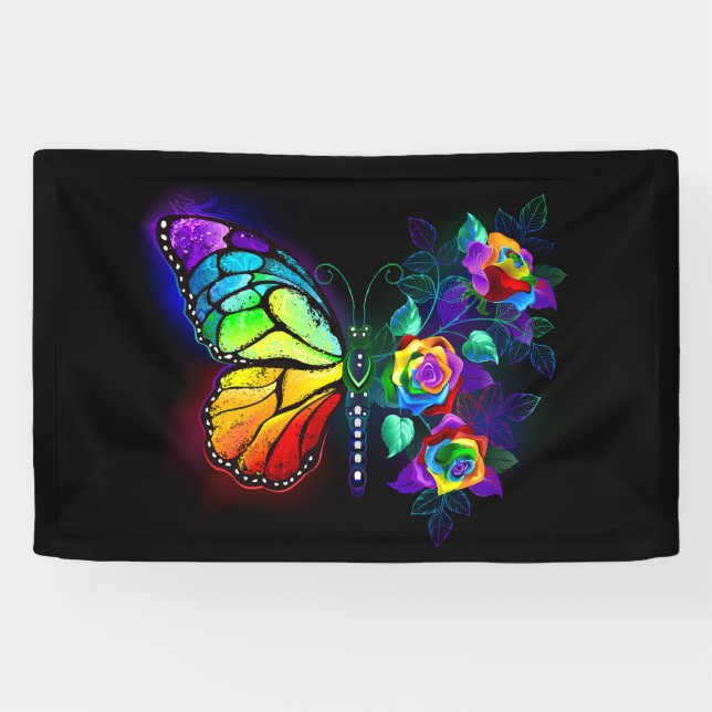 Rainbow flower butterfly banner (Horizontal)