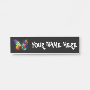 Rainbow flower butterfly door sign