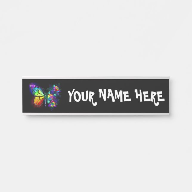 Rainbow flower butterfly door sign (Front)