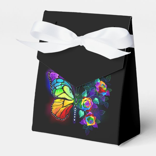 Rainbow flower butterfly favor box (Front Side)
