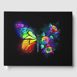 Rainbow flower butterfly guest book