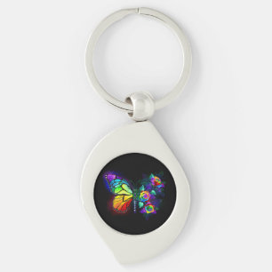 Rainbow flower butterfly keychain