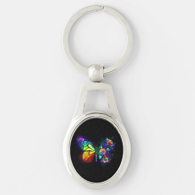 Rainbow flower butterfly keychain (Front)