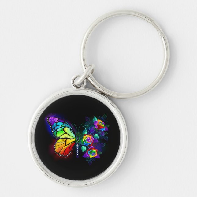Rainbow flower butterfly keychain (Front)
