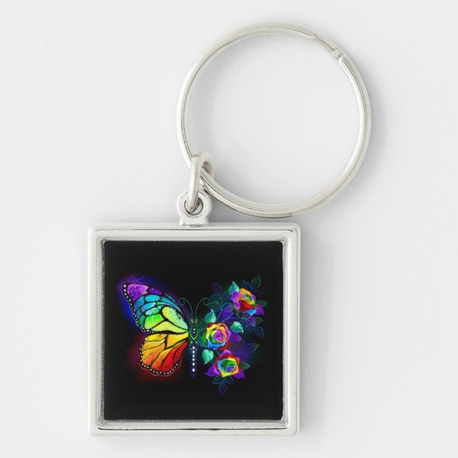 Rainbow flower butterfly keychain (Front)