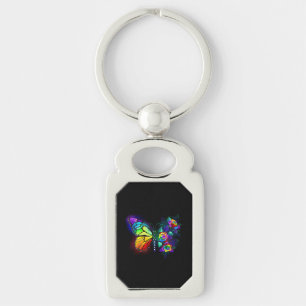 Rainbow flower butterfly keychain