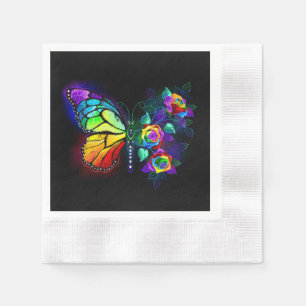 Rainbow flower butterfly napkin