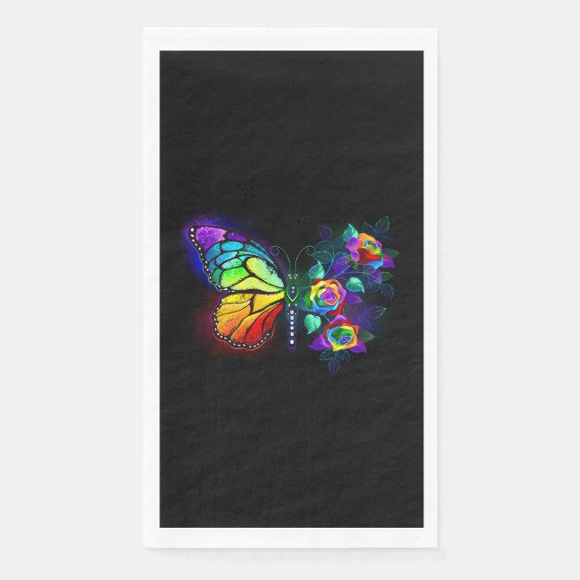 Rainbow flower butterfly napkin (Front)