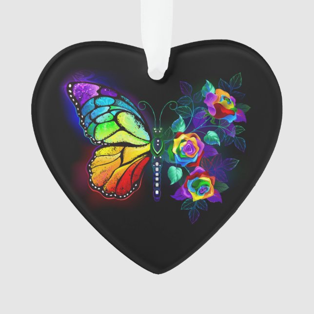Rainbow flower butterfly ornament (Front)