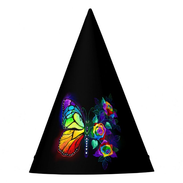 Rainbow flower butterfly party hat (Front)