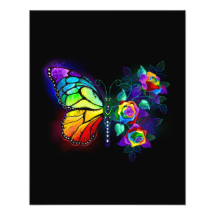 Rainbow flower butterfly photo print