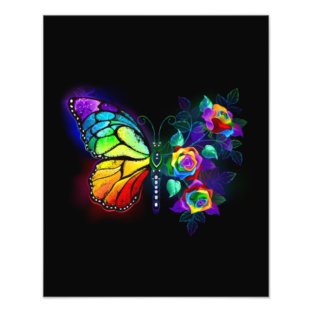Rainbow flower butterfly photo print (Front)