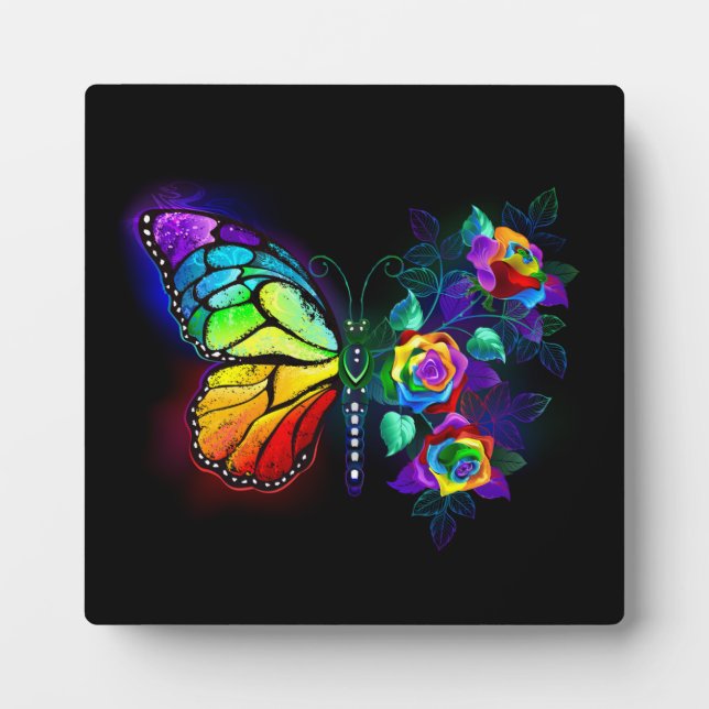 Rainbow flower butterfly plaque (Front)