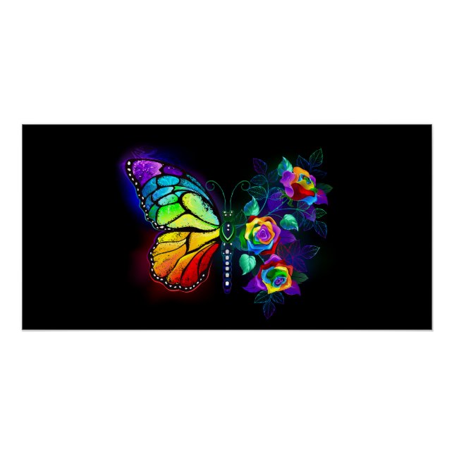 Rainbow flower butterfly poster (Front)