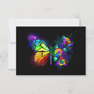Rainbow flower butterfly RSVP card
