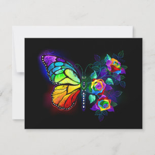 Rainbow flower butterfly save the date