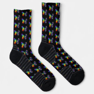 Rainbow flower butterfly socks