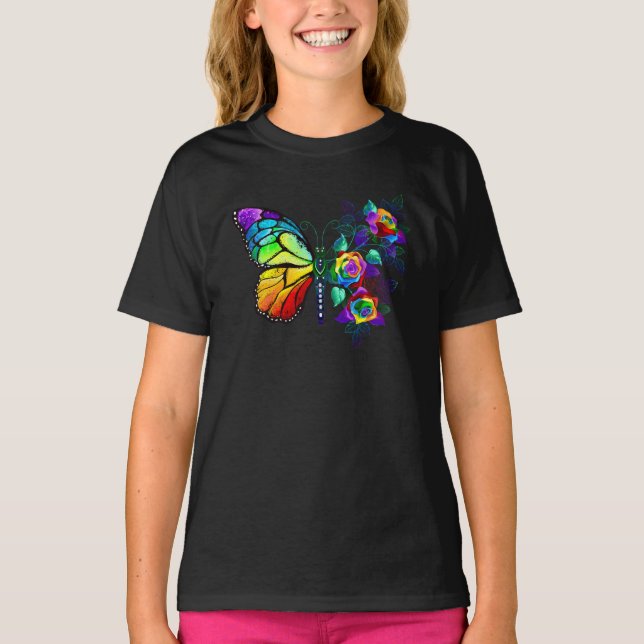 Rainbow flower butterfly T-Shirt (Front)
