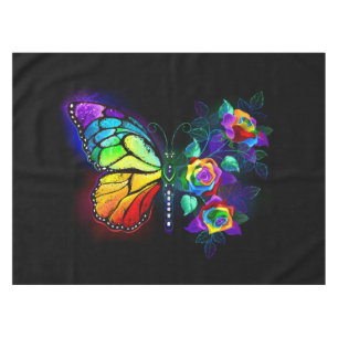 Rainbow flower butterfly tablecloth
