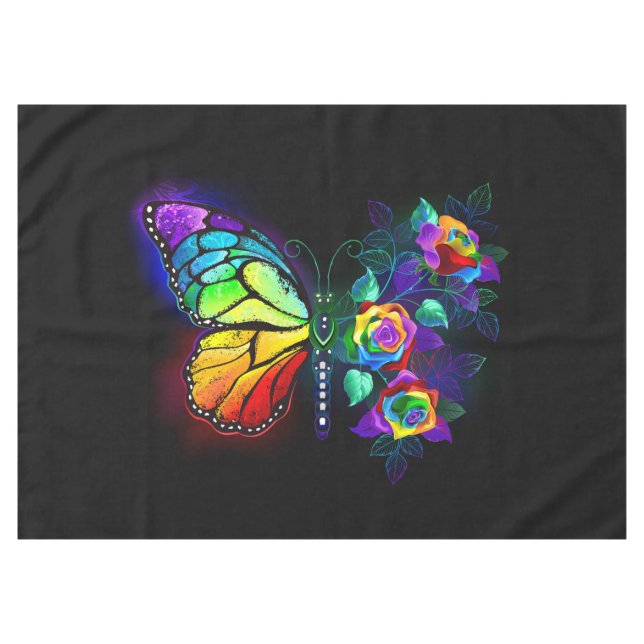 Rainbow flower butterfly tablecloth (Front (Horizontal))