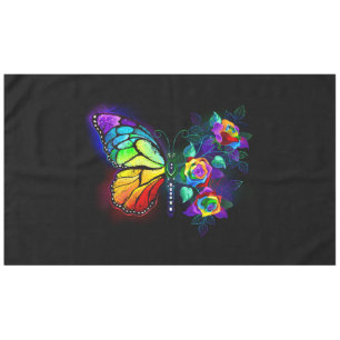 Rainbow flower butterfly tablecloth