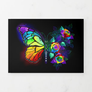 Rainbow flower butterfly Tri-Fold invitation