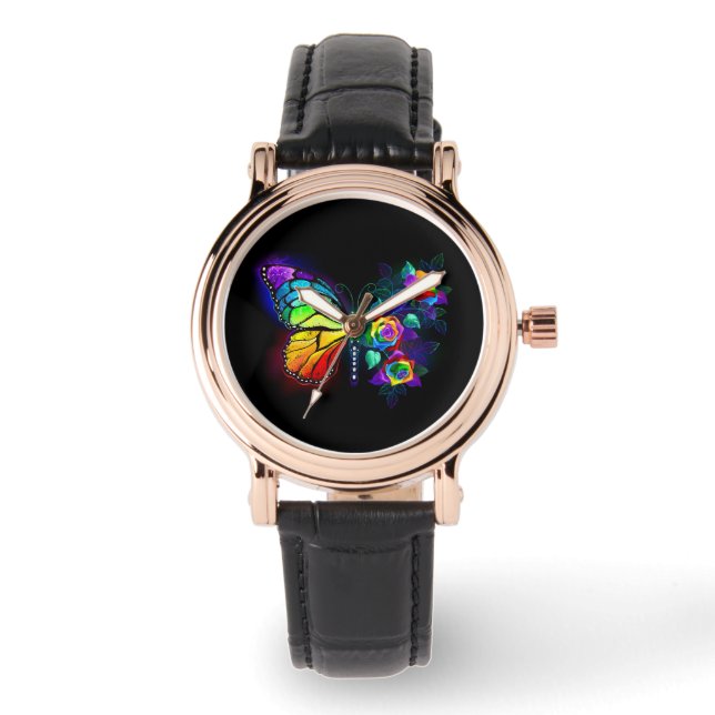 Rainbow flower butterfly watch (Front)