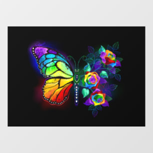 Rainbow flower butterfly window cling