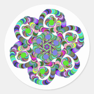 Rainbow Flower Classic Round Sticker
