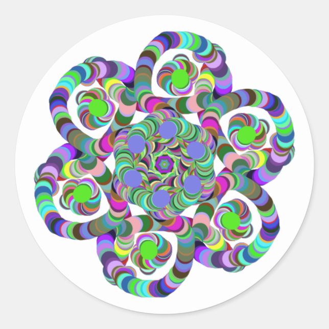 Rainbow Flower Classic Round Sticker (Front)