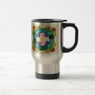 Rainbow Flower Doodle Travel Mug
