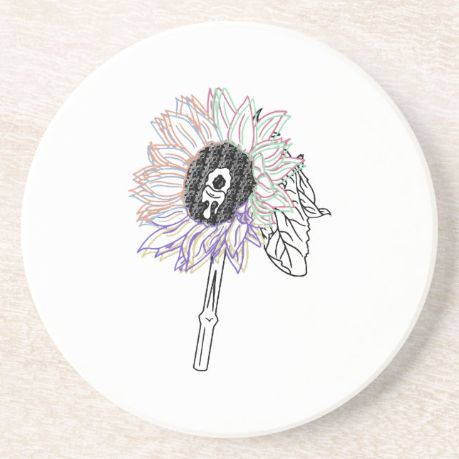 Rainbow Flower Funky Art Coaster (Front)