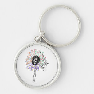 Rainbow Flower Funky Art Keychain