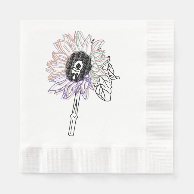Rainbow Flower Funky Art Napkin (Front)