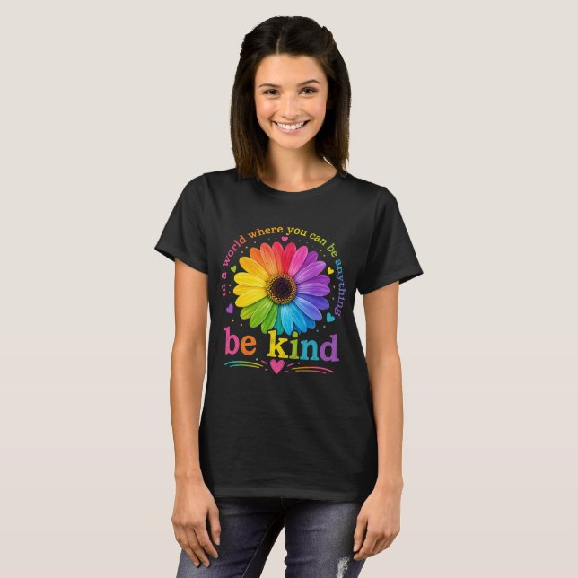 Rainbow Flower Inspirational Quote  T-Shirt (Front Full)