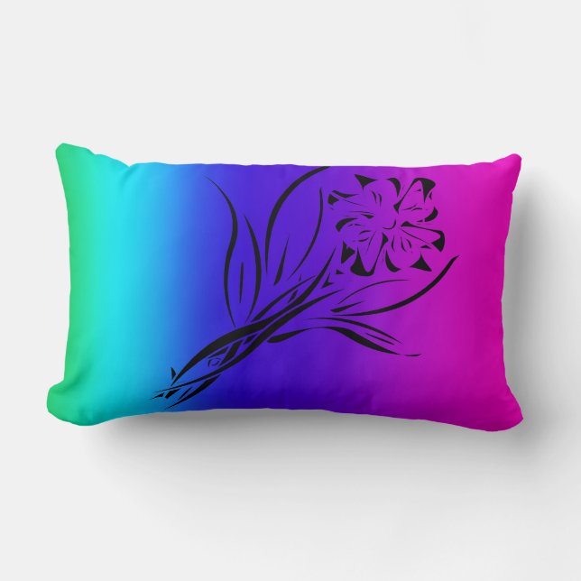 Rainbow Flower Lumbar Pillow (Front)