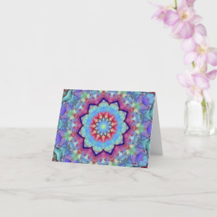 Rainbow Flower Mandala Folded Greeting Card