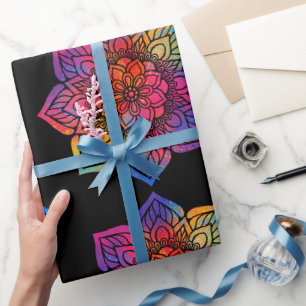 Rainbow Flower Mandala Wrapping Paper