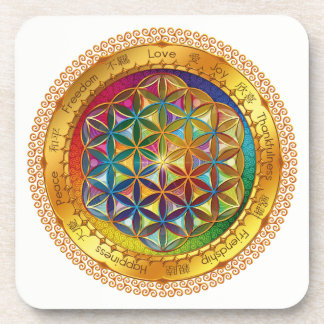 Rainbow Flower of Life Coaster