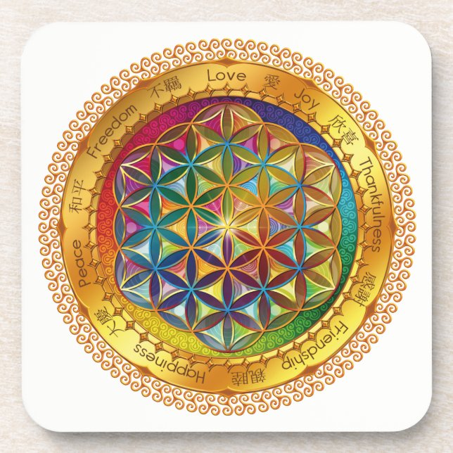 Rainbow Flower of Life Coaster (Front)