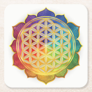 Rainbow Flower of Life Coaster