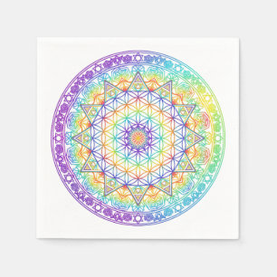Rainbow Flower of Life Mandala Napkin