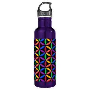 Rainbow Flower of Life Pattern 710 Ml Water Bottle