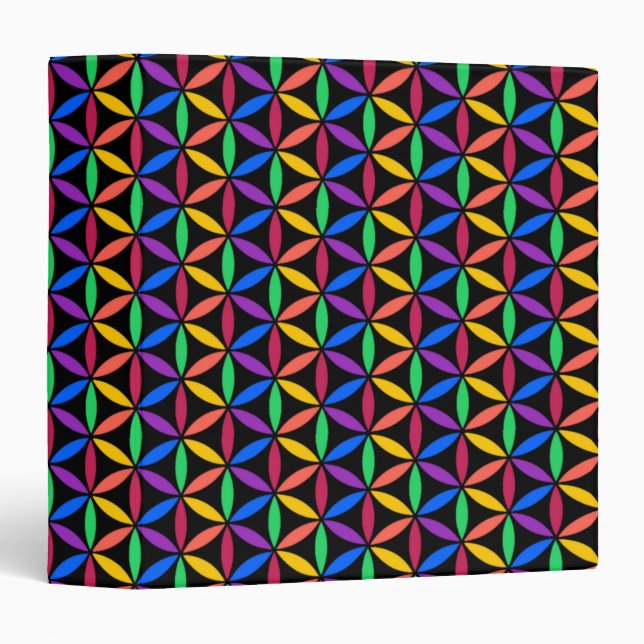 Rainbow Flower of Life Pattern Binder (Front/Spine)